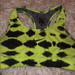 Neon yellow and black Nike Pro Sports Bra